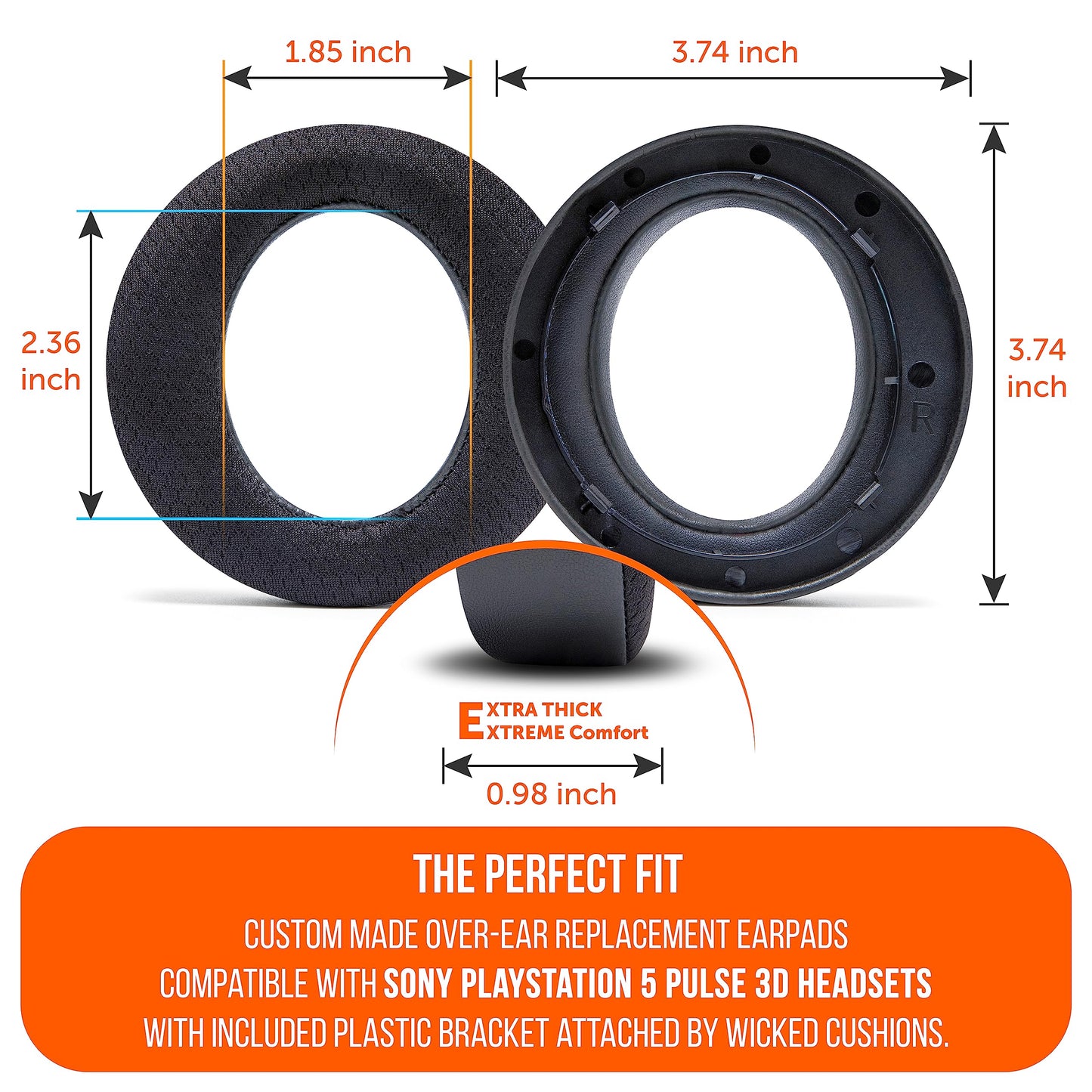 WC Freeze Pulse 3D - Cooling Gel Earpads Compatible with Sony PS5 Pulse 3D, Made by Wicked Cushions | Thicker Cushion & Wider Opening | Black