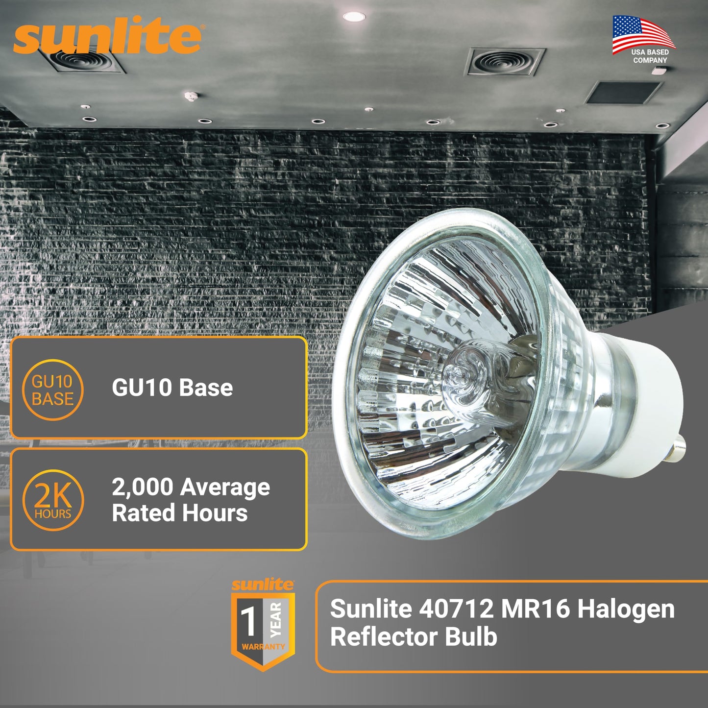Sunlite 40712 MR16 Halogen Reflector Bulb, 35 Watt, 38° Flood, 120 Volt, 2000 Hour Life Span, Dimmable, GU10 Base, Cover Guard, 3200, ANSI FMW