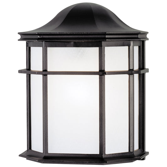 6689800 One-Light Exterior Wall Lantern, Textured Black Finish on Cast Aluminum with Frosted Acrylic Lens