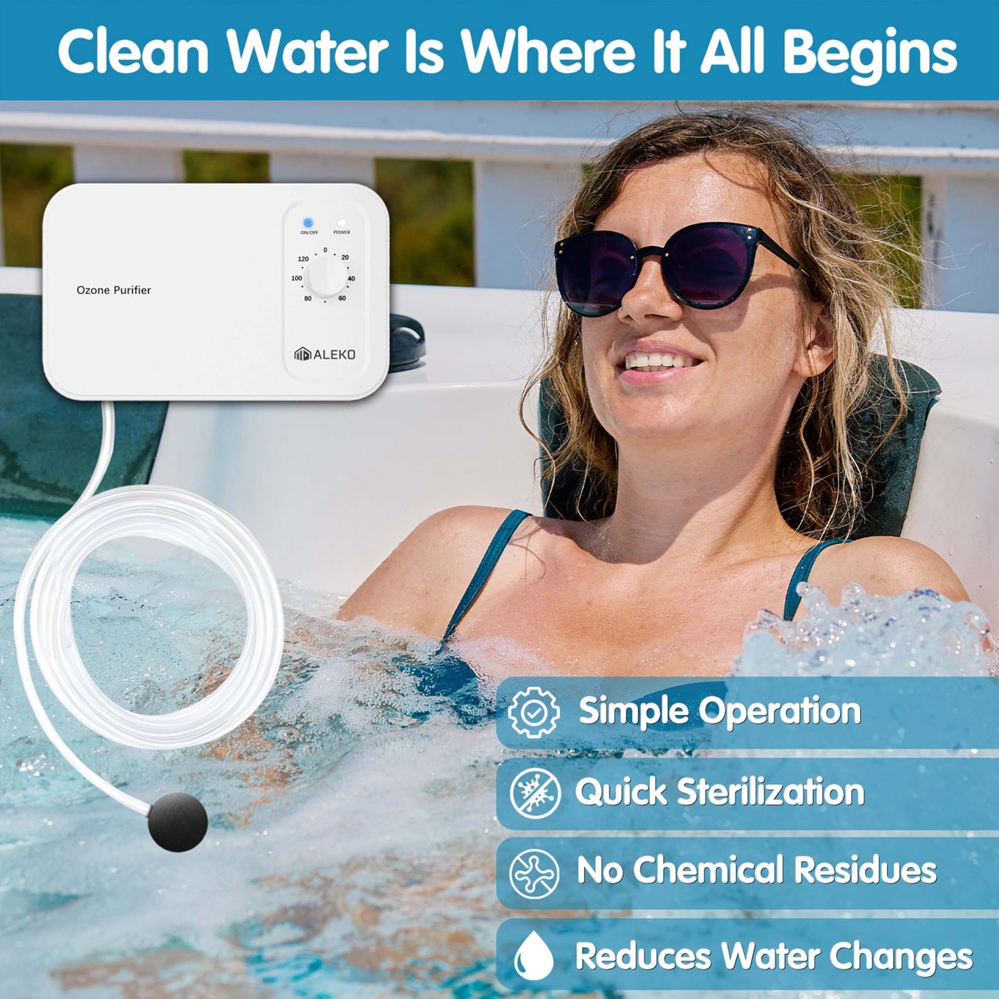 ALEKO Ozone Purifier for Hot Tubs & Cold Plunges HTOZNG