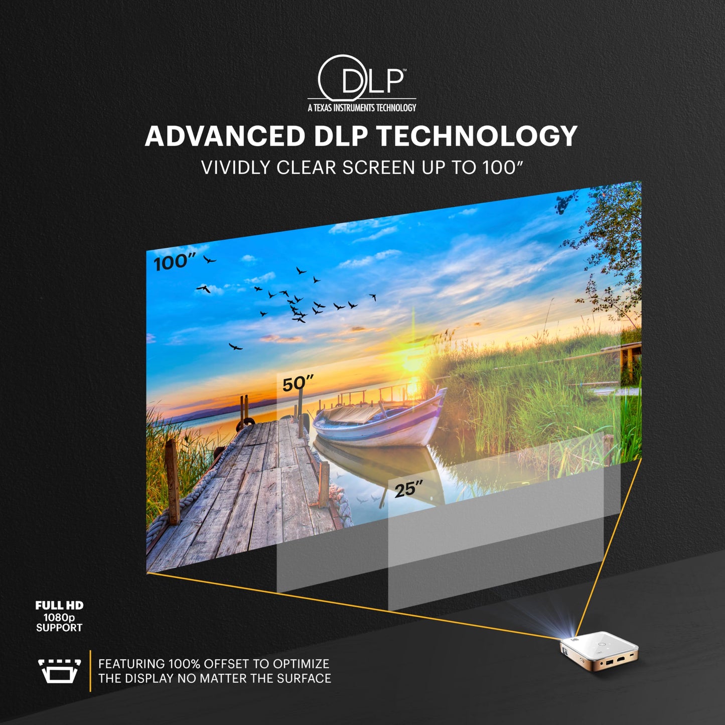 Kodak Ultra Mini Rechargeable Pocket Projector - DLP Pico Projector with 100” Display, HDMI/USB/Micro SD, Built-in Speaker & Carrying Case