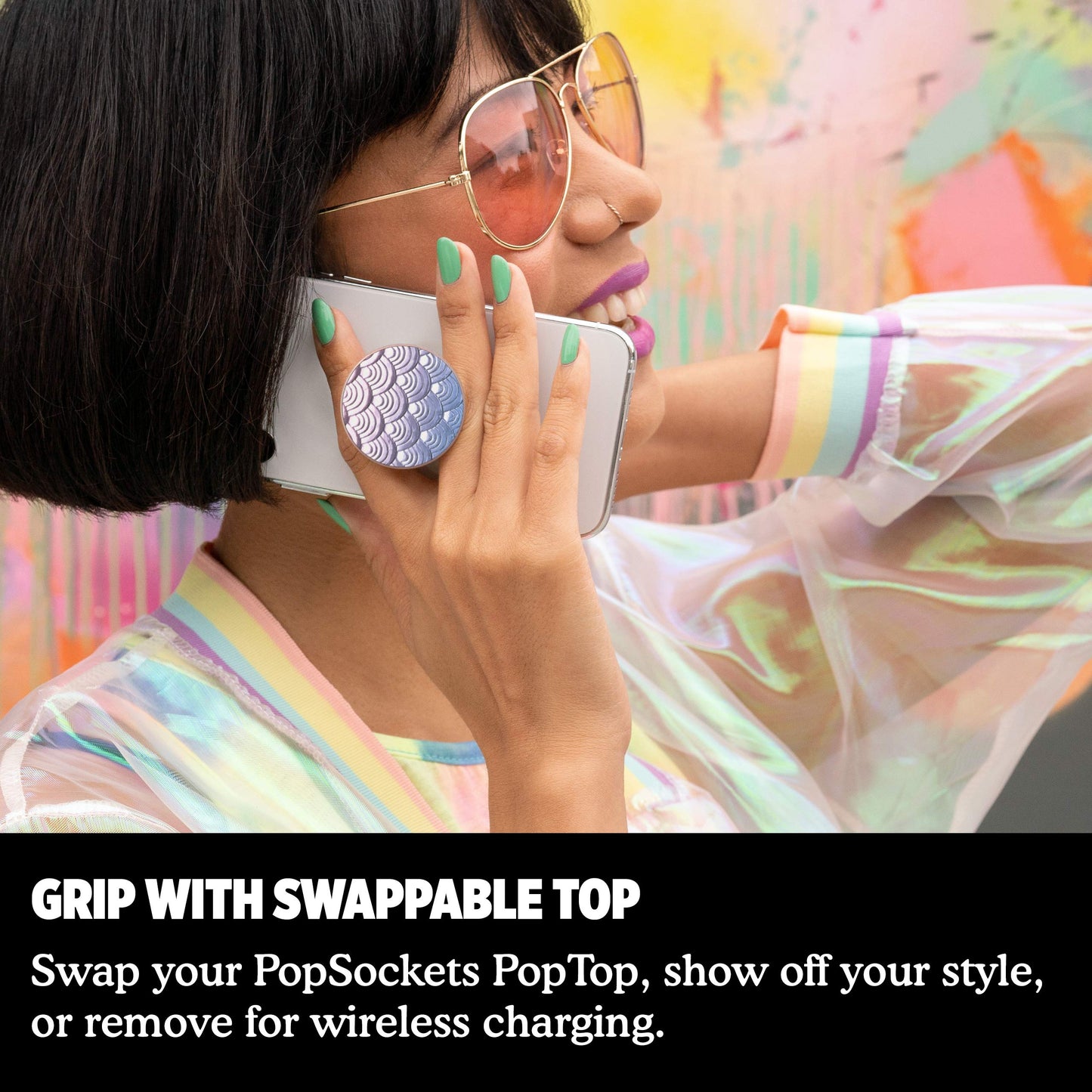 PopSockets: PopGrip with Swappable Top for Phones and Tablets - Iridescent Mermaid Pearl