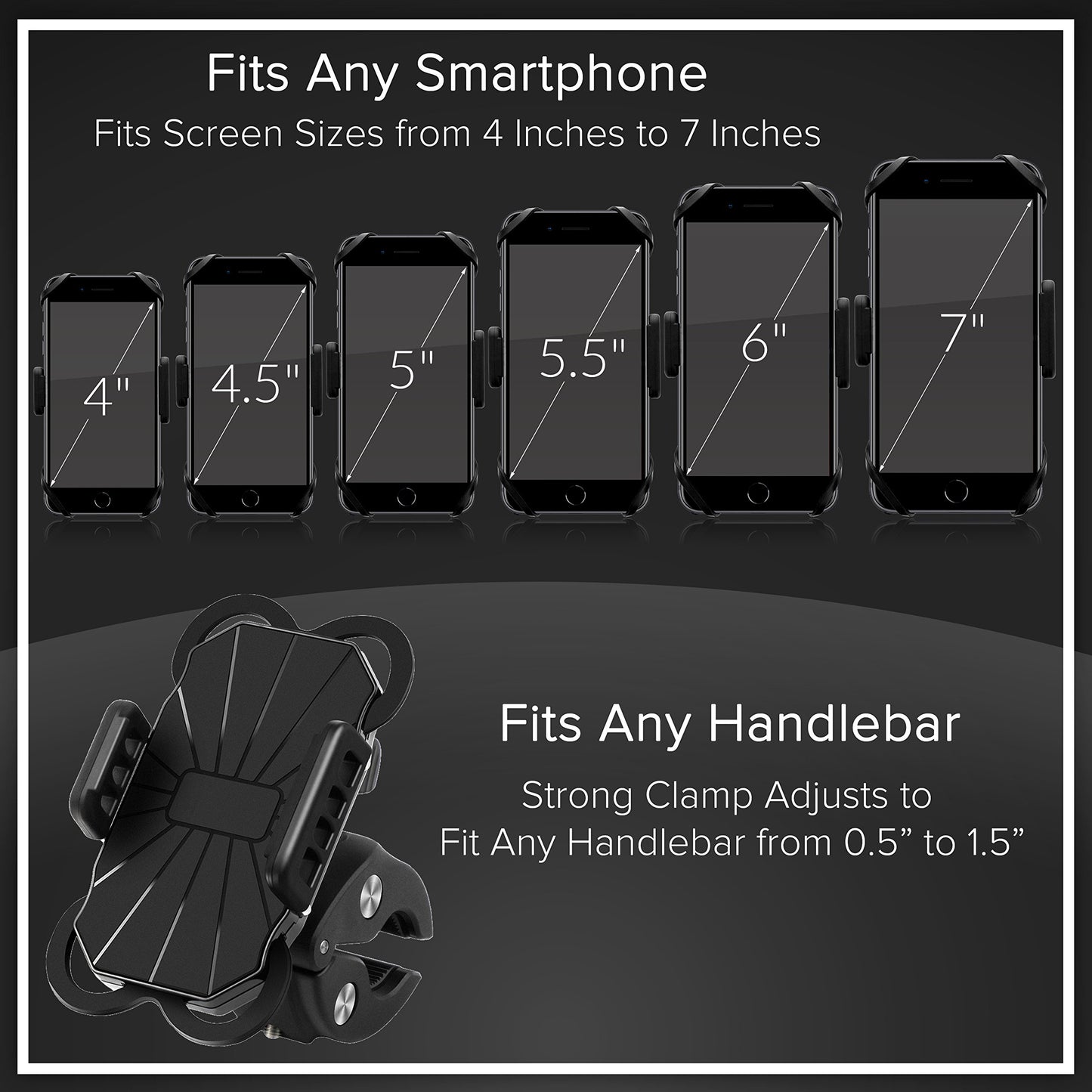 E Tronic Edge Bike Phone Mount - Rotating Cell Phone Holder for Bicycle Handlebar Compatible with iPhone 12 11 X 8 8S 7 7S 6 6S Pro Max Plus Android