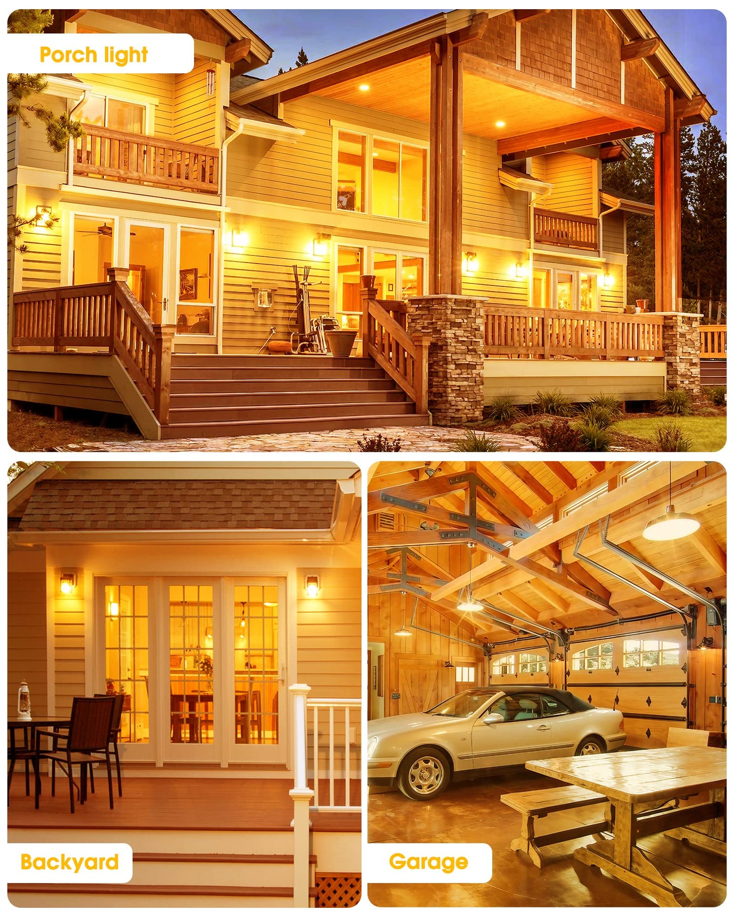 Bug Light Bulbs Outdoor, 40W Equivalent Amber Yellow A19 LED Bug Lights