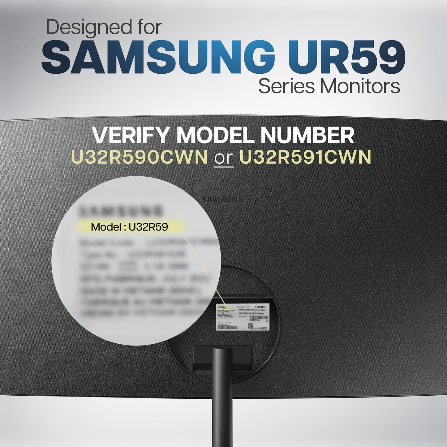 VIVO Quick Attach VESA Adapter Plate Bracket Designed for Samsung UR59 Series Monitors, Mounting Conversion Kit with Cable Management, Black