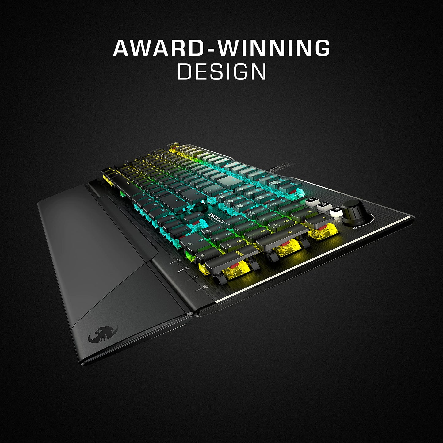 ROCCAT Vulcan Pro Linear Optical PC Gaming Keyboard, Titan Switch Full Size with Per Key AIMO RGB Lighting, Anodized Aluminum Top Plate and Detachable