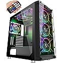 MUSETEX 6 PCS × 120mm LED ARGB Fans Pre-Installed & 2 PCS × USB 3.0 Ports?Gaming PC Case High Airflow ATX Mid Tower Case with Voice Control System, 2