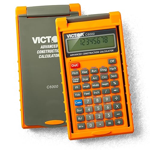Victor C6000 Advanced Construction Calculator with Protective Case Displays in Fractional or Dimensional Forms Perfect for Carpenters