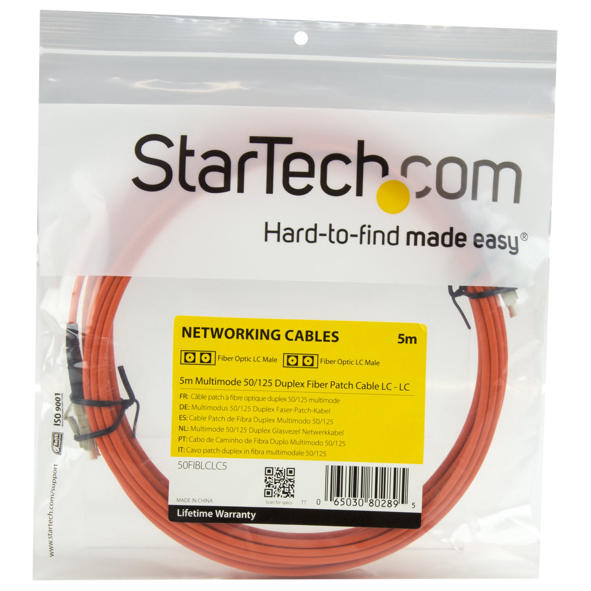 StarTech.com 5m Fiber Optic Cable - Multimode Duplex 50/125 - LSZH Fiber Jumper Cord - LC/LC