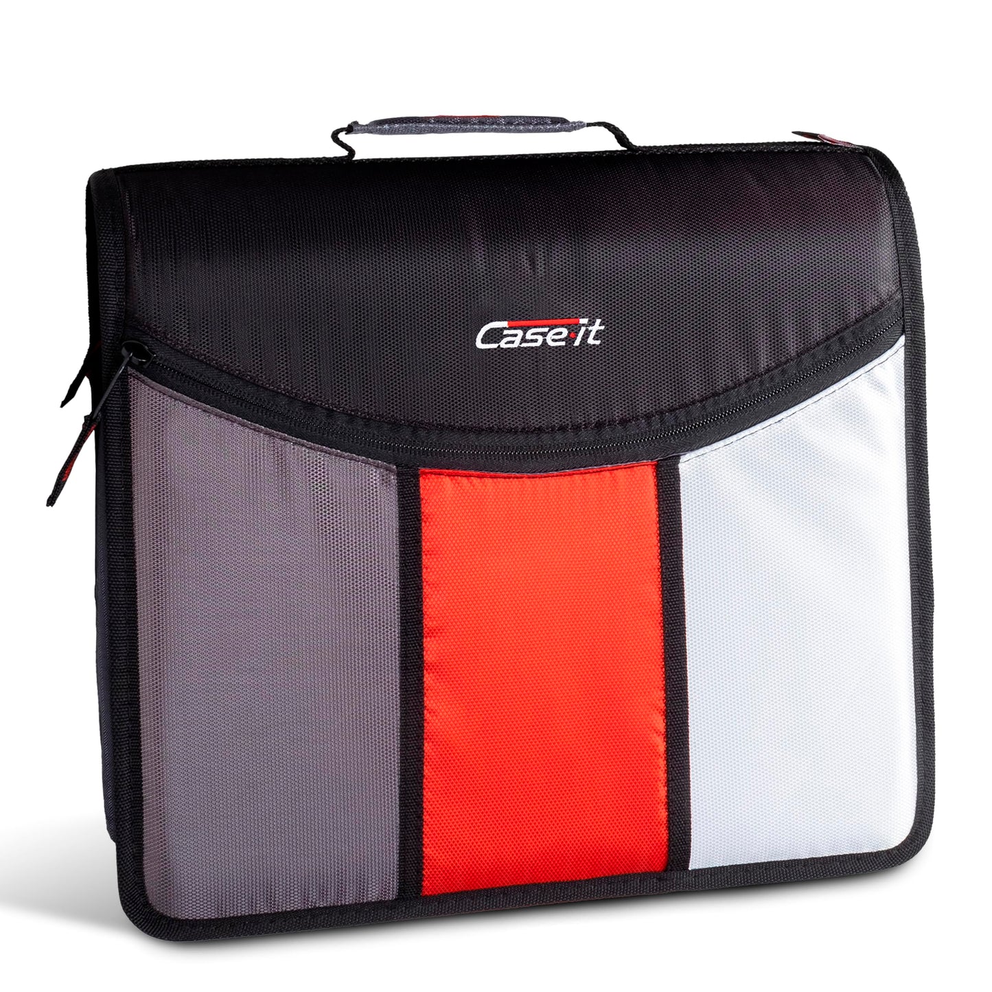 Case-it The Mighty Zip Tab Zipper Binder - 3 Inch O-Rings - 5 Color Tab Expanding File Folder - Multiple Pockets - 600 Sheet Capacity - Comes