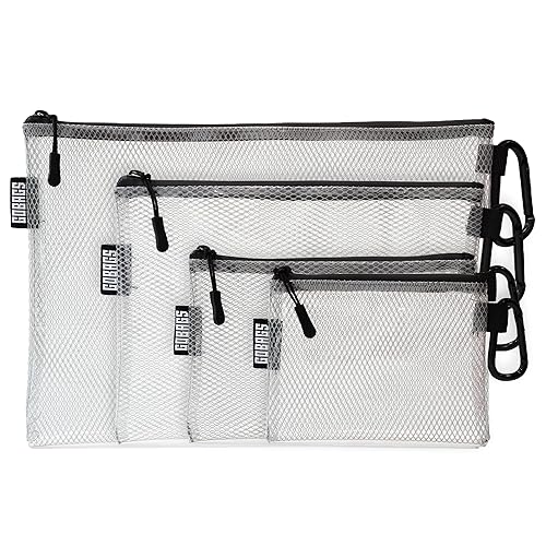 GOBAGS Air Production Multi?Size Clear Zipper Pouch (4?Pack) - Cable Organizer & Travel Gear Bag for Electronics, Camera Accessories, Tool Pouch &