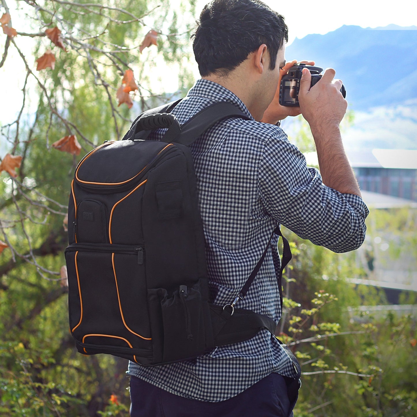 USA Gear Camera Backpack for Photographers DSLR/SLR/Mirrorless Photography Camera Bag with Laptop Compartment, Waterproof Rain Cover & Tripod Holder
