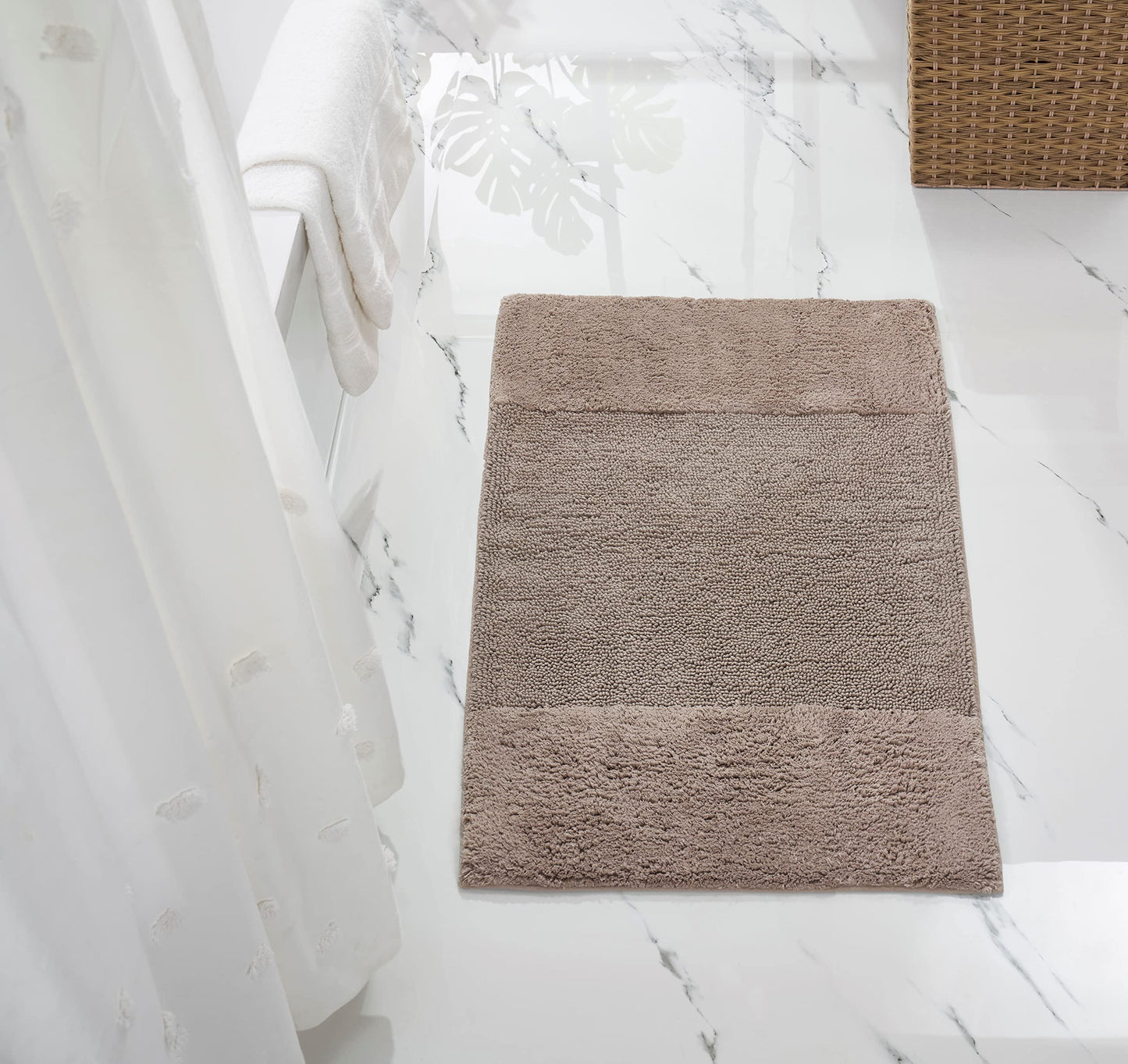 Better Trends Bathroom Rug 100% Cotton Non-Slip Washable Bath Mat, Soft & Absorbent Bath Rugs for Bath Room, Shower, Bathtub and Spa Floors 24" x 40"…