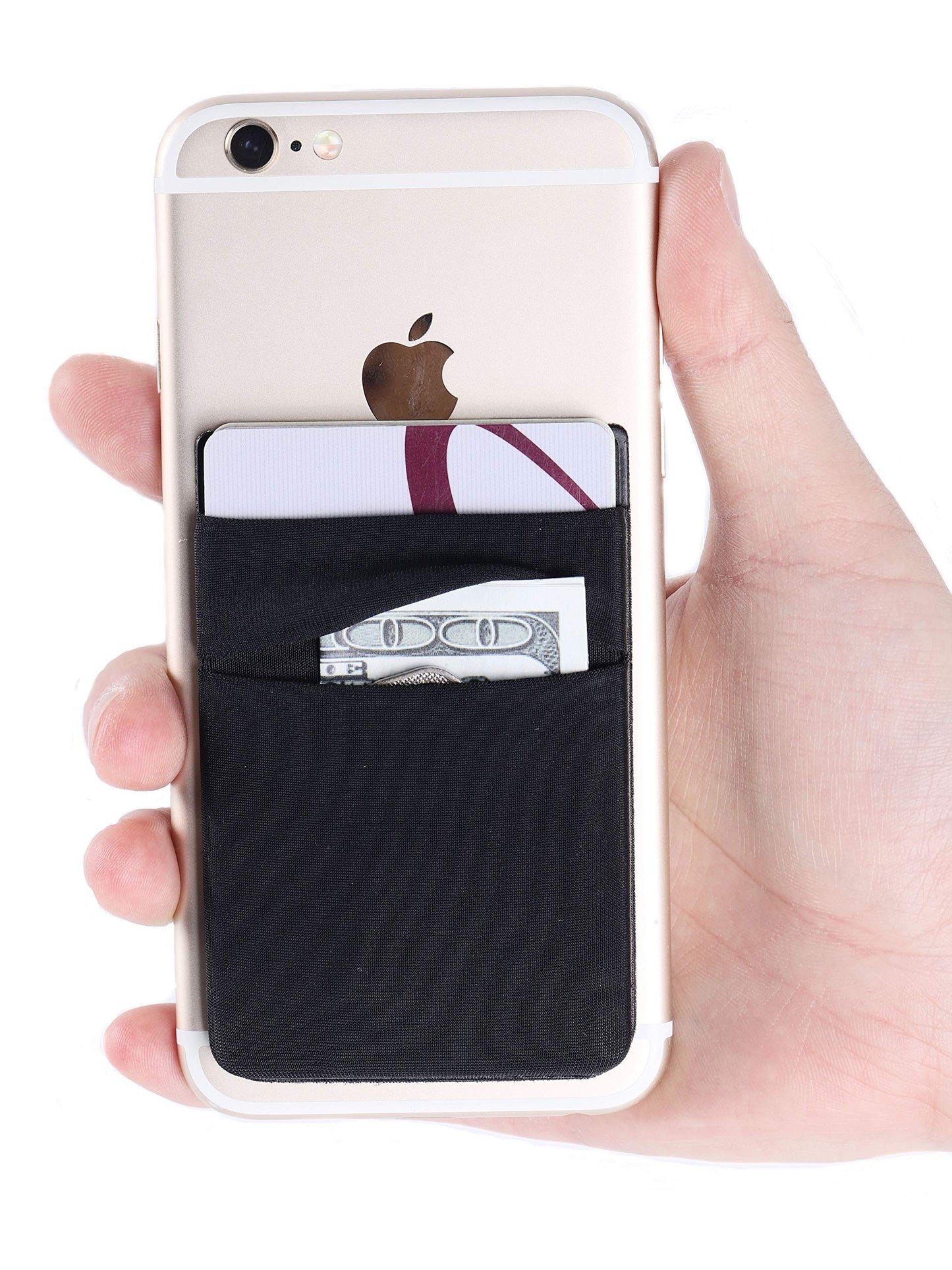 2Pack Adhesive Phone Pocket,Cell Phone Stick On Card Wallet Sleeve,Credit Cards/ID Card Holder(Double Secure) with Sticker for Back of iPhone,Android