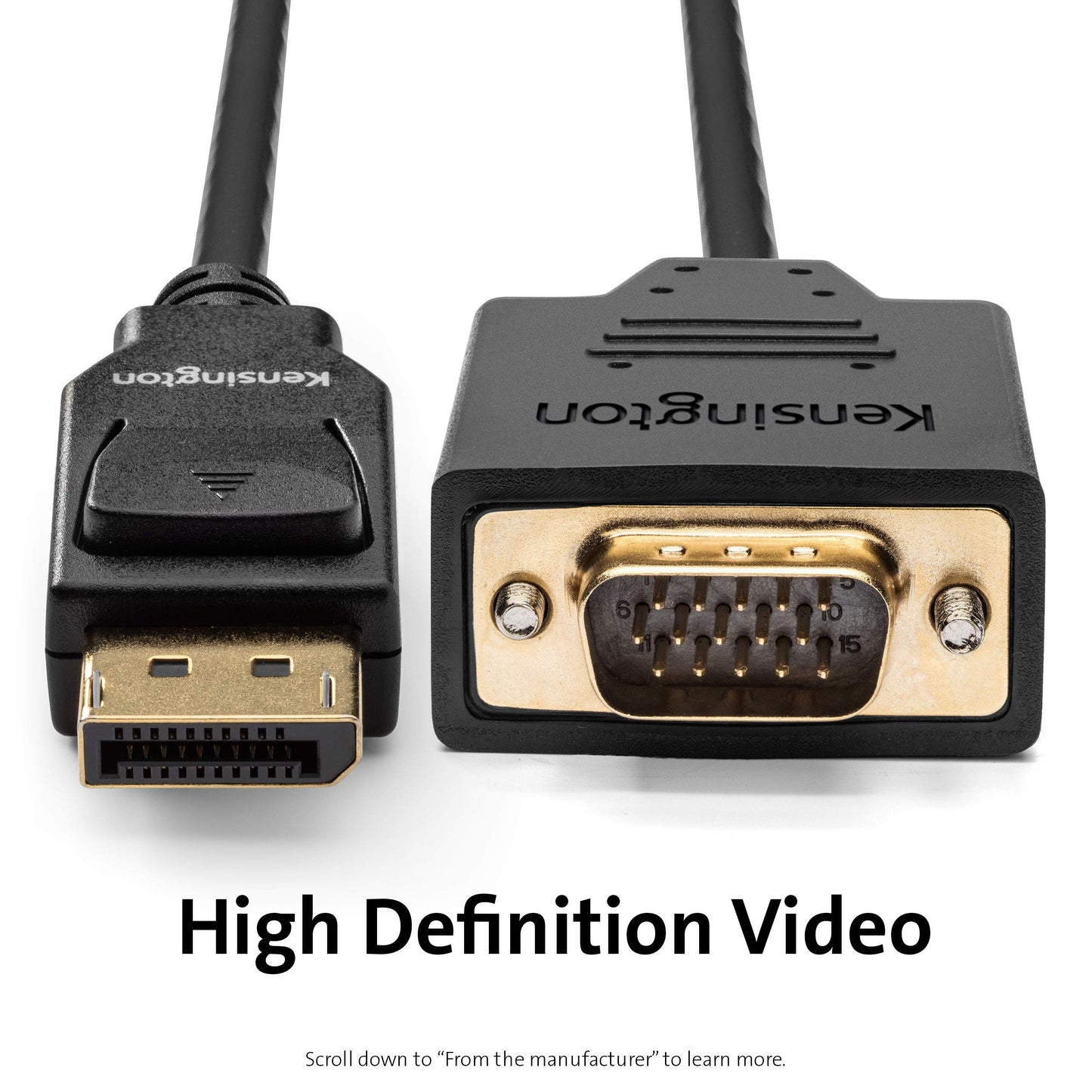 Kensington DisplayPort to VGA Cable (Support up to 1080P), 6ft (K33024WW)