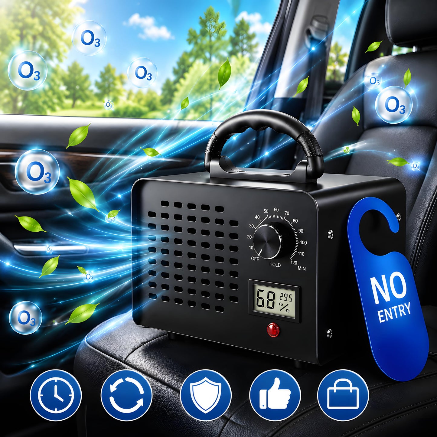 148,000mg/h Dual-Fan Ozone Machine Generator High Capacity Ozone Odor Eliminator Odor Removal Air Purifier Ionizer & Deodorizer for Car, Home, Smoke