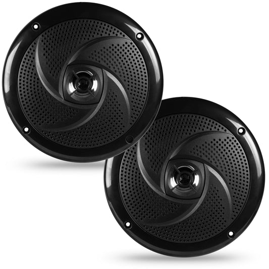 BELVA BMS65SB 400W Peak (80W RMS) 6.5" Shallow Mount 2-Way Black Coaxial Marine Speakers for Boats/ATV/UTV/SxS/Powersport