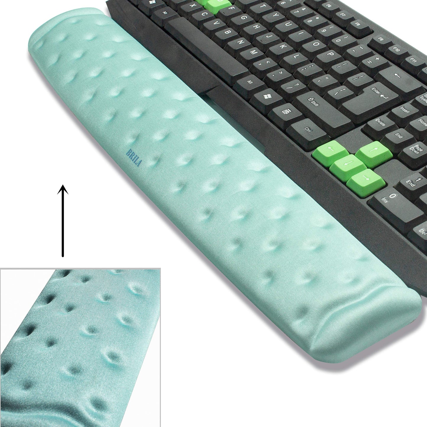 BRILA Memory Foam Keyboard Wrist Rest Support Pad Cushion for Computer, Laptop, Office Work, PC Gaming, Non-Slip Wrist Pain Relief (Aquamarine
