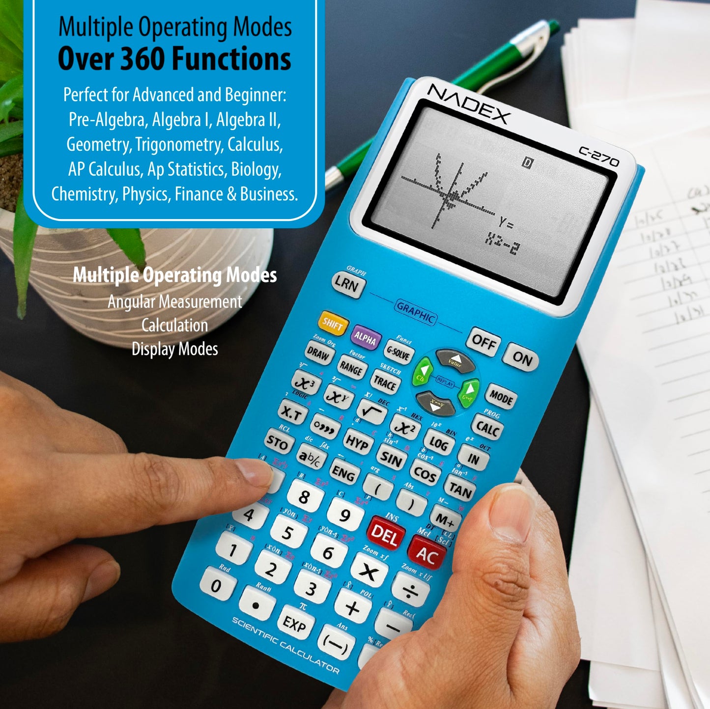 Scientific Calculator with Graphing, Includes Carrying Case, for College and High School Students, Calculus, Algebra, Geometry, Trigonometry