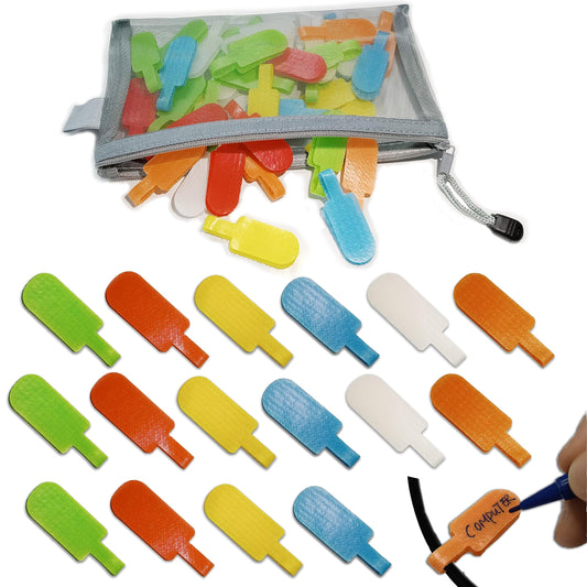 Cable Labels for Electronics, Multi-Color Label Tags, Write-On Cord Labels, Reusable Wire Label Indicator, Cable Management, Organizating