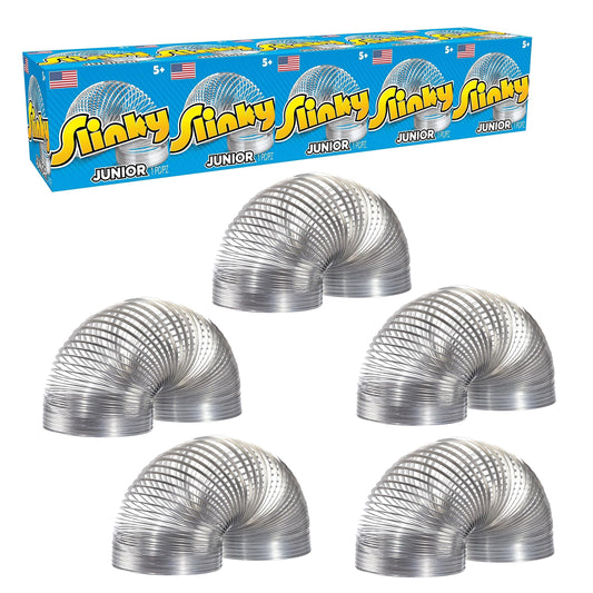 Slinky Jr. The Original Walking Spring Toy, 5-Pack Small Metal Slinkys