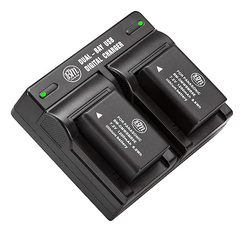 BM Premium 2 Pack of DMW-BMB9 Batteries and Dual Bay Battery Charger for Panasonic Lumix DC-FZ80, DC-FZ80D, DMC-FZ40K, DMC-FZ45K, DMC-FZ47K