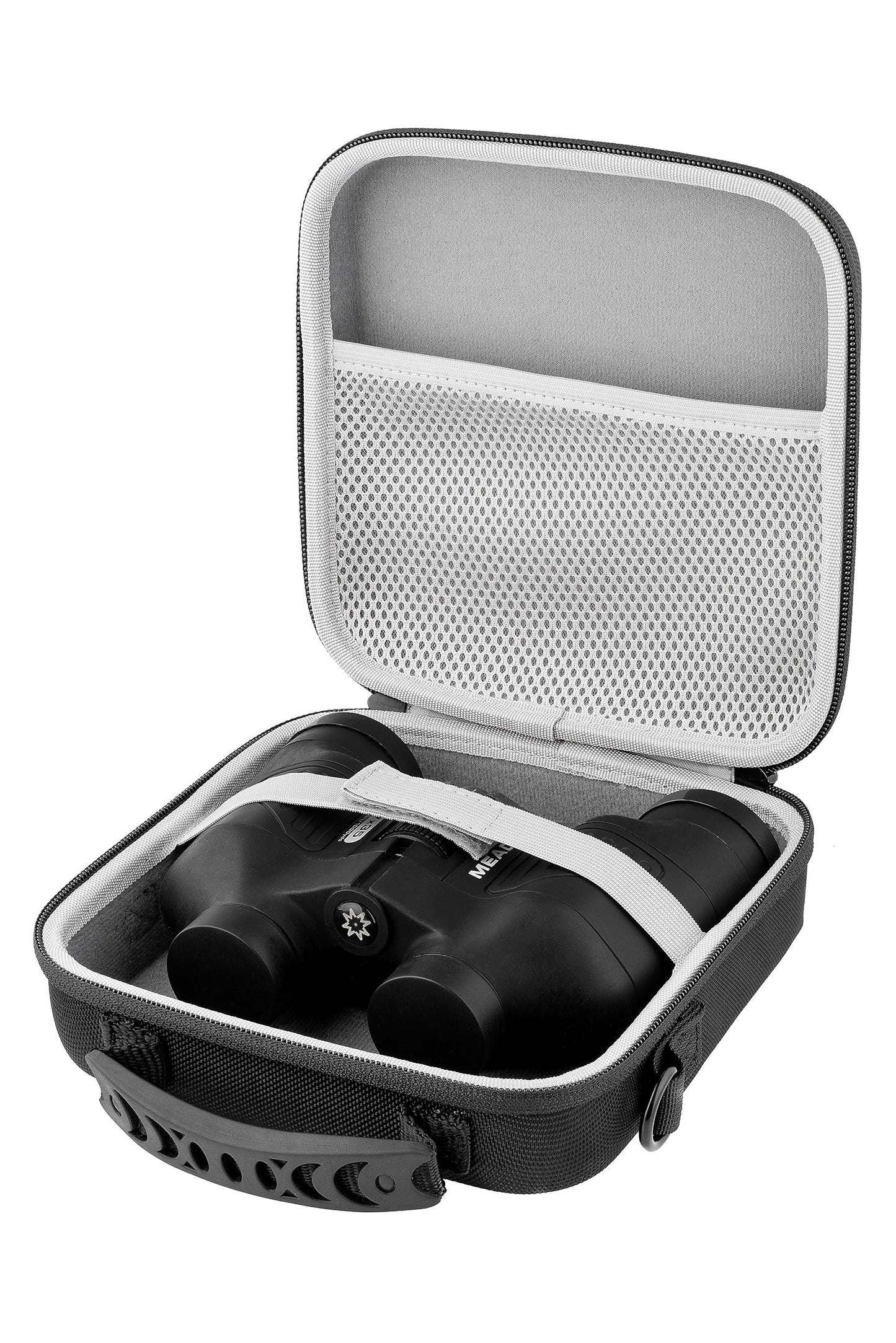 Xenage Binocular Case with Heavy-Duty Water-Resistant Hard EVA Cover (7x7x2.5”) Carry Handle, and Carrying Strap for Hiking, Hunting, Backpacking