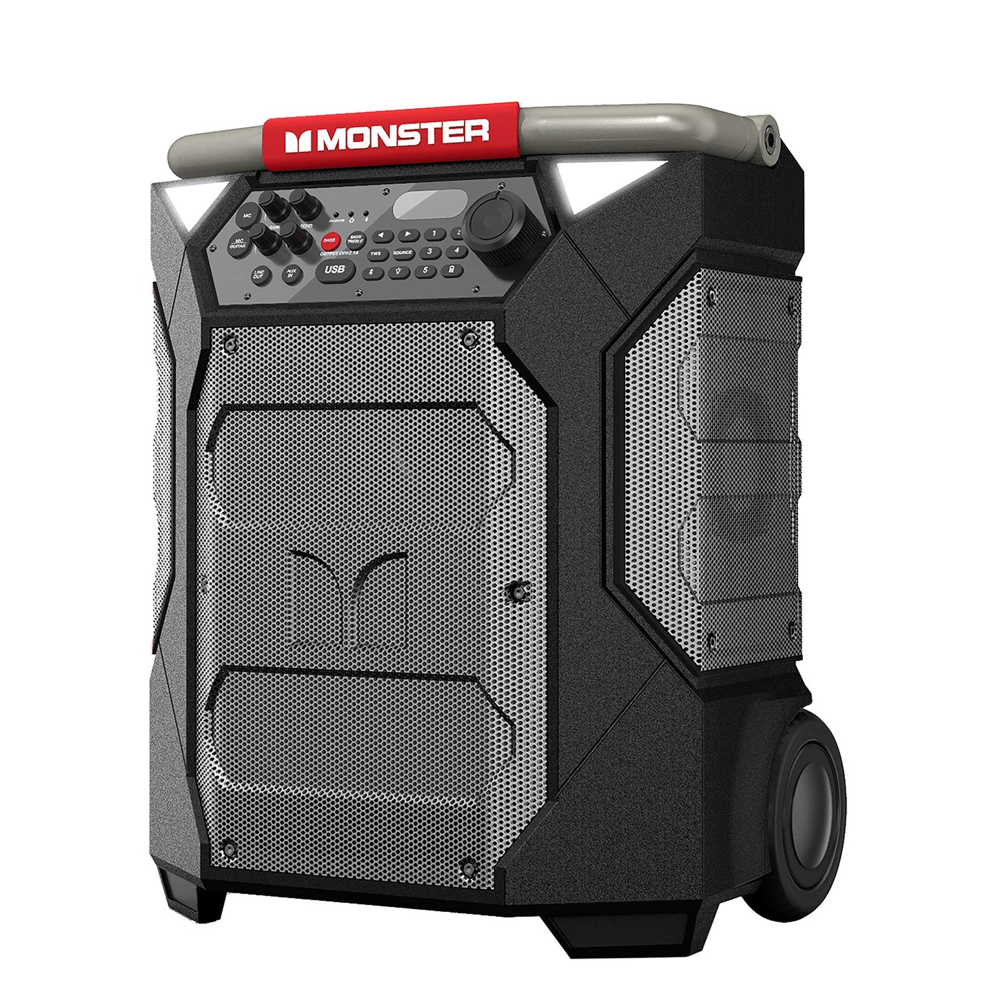 Monster Rockin' Roller 270 Portable Indoor/Outdoor Wireless Speaker, 200 Watts, Up to 100 Hours Playtime, IPX4 Water Resistant, Qi Charger, Connect
