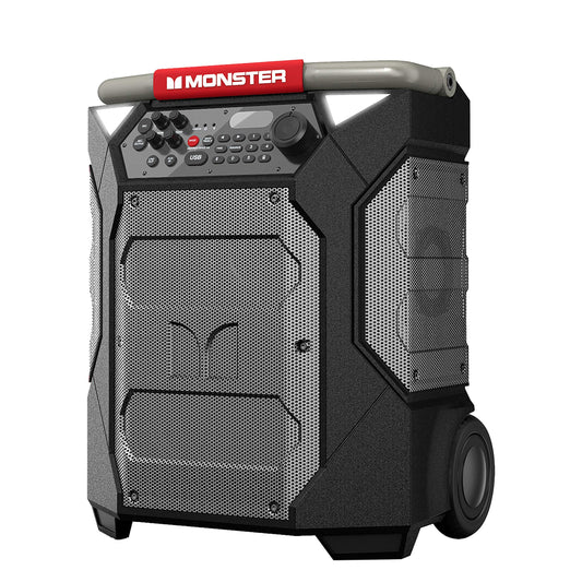 Monster Rockin' Roller 270 Portable Indoor/Outdoor Wireless Speaker, 200 Watts, Up to 100 Hours Playtime, IPX4 Water Resistant, Qi Charger, Connect