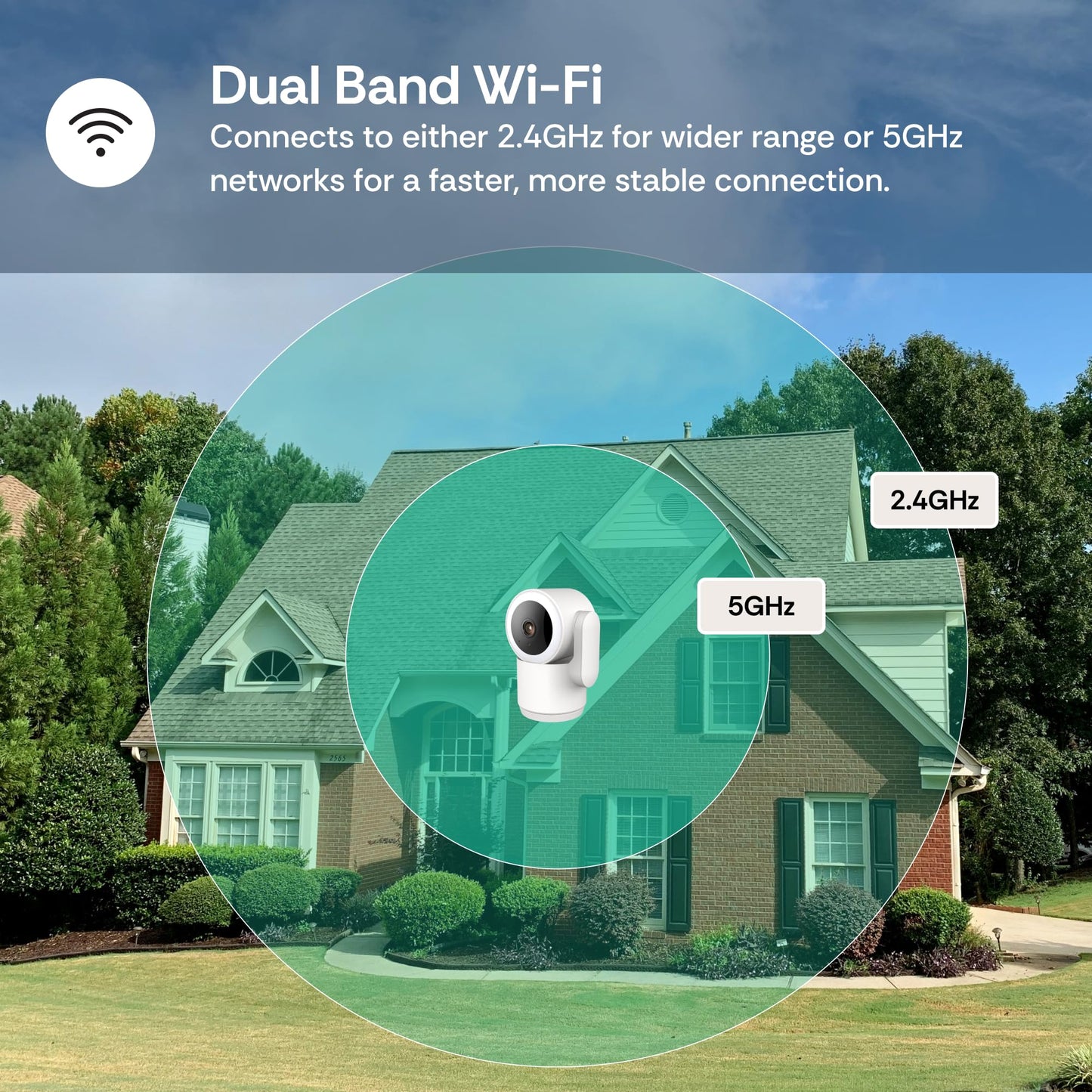 Luna 2K Indoor Cameras for Home Security, 2.4GHz & 5GHz WiFi, 360-Degree Pan-Tilt, Built-in Spotlight, Human Auto Tracking, Siren, Pet/Dog/Baby Camera