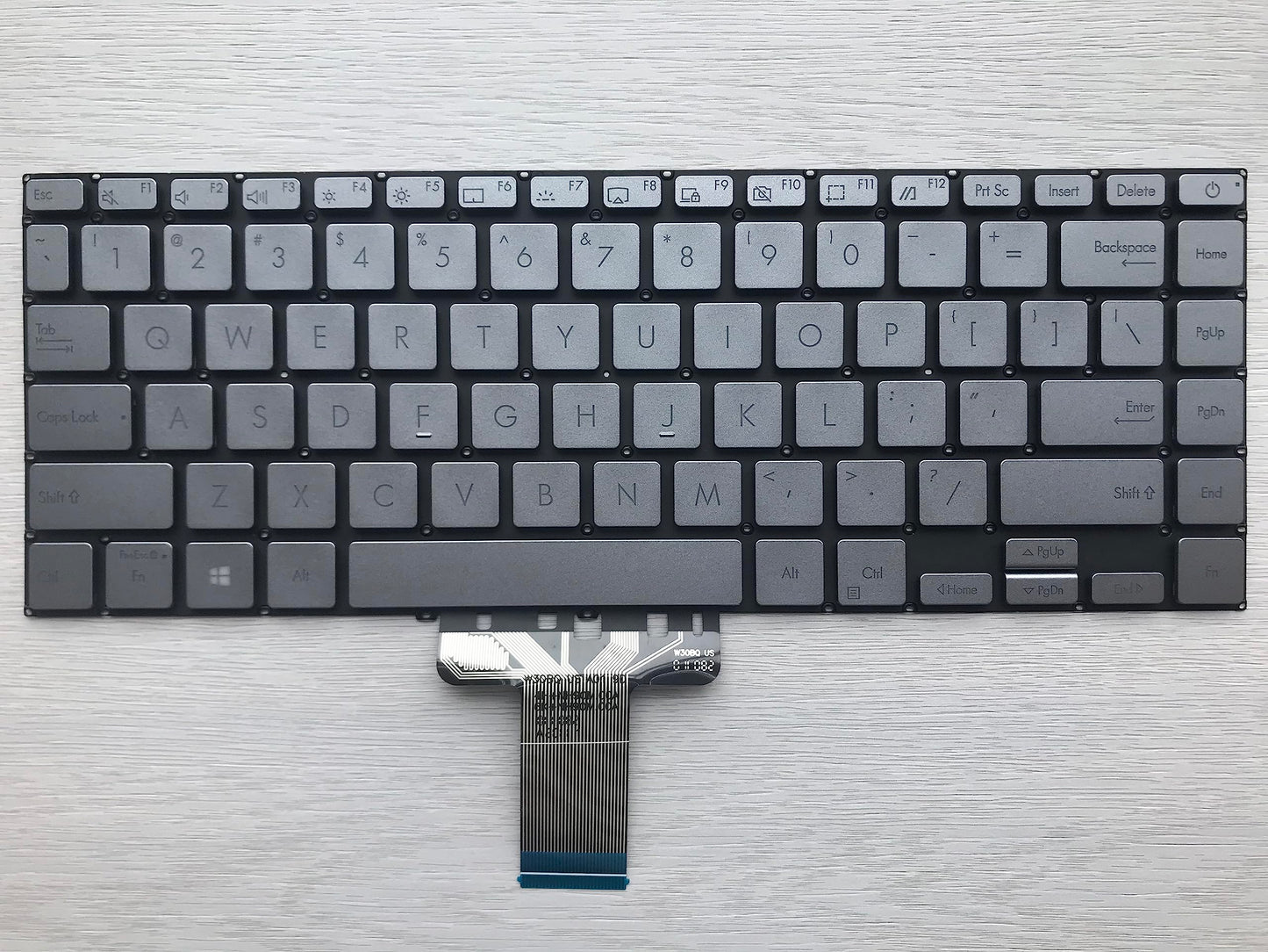Senlinxiaowu Original New for ASUS Zenbook 14 Q407 q407i US Laptop Keyboard, Backlit, US English, Gray, 104 Keys, Plastic, Wired, QWERTY