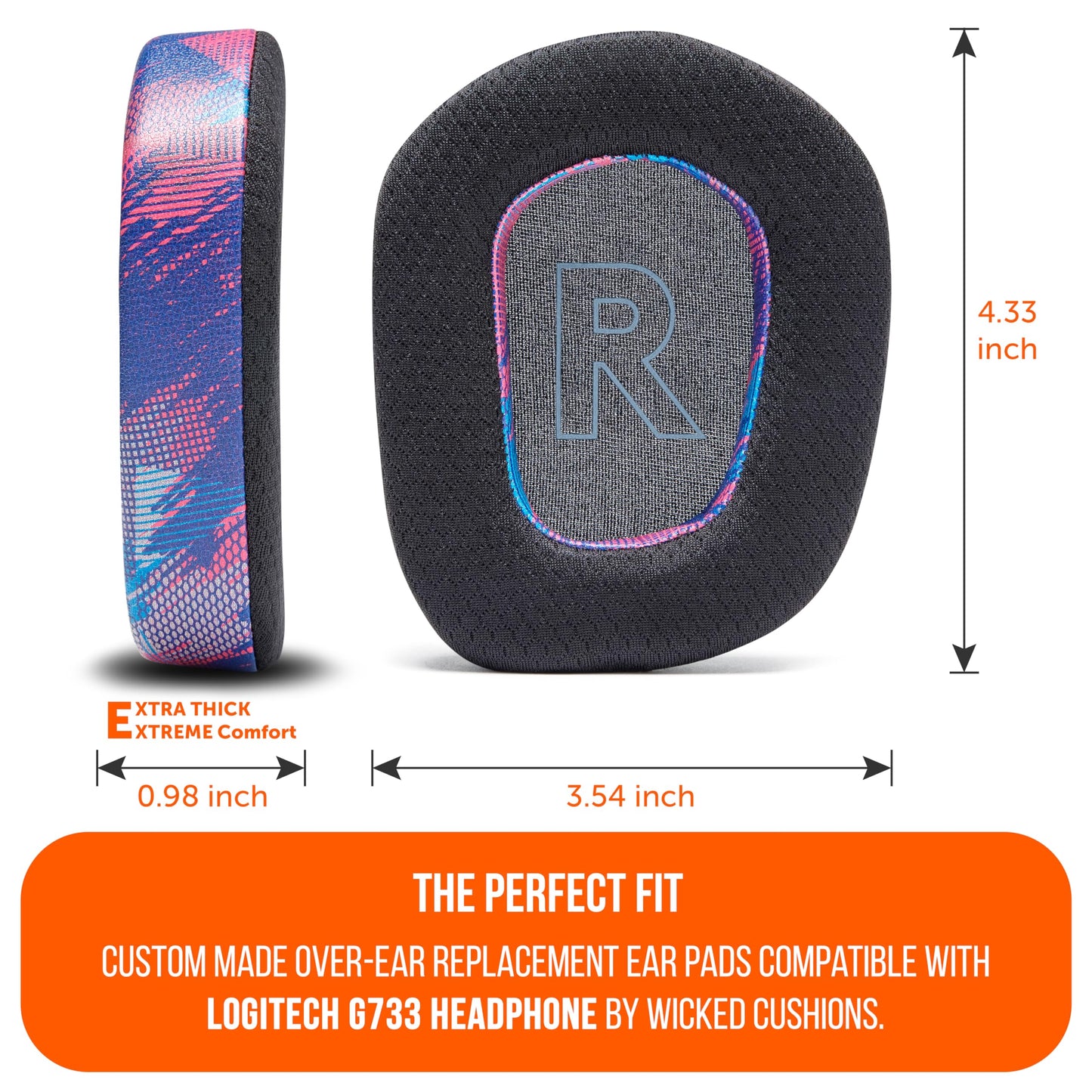 WC Freeze G733 - Cooling Gel Earpads for Logitech G733 Headphones by Wicked Cushions | Enhanced Comfort & Thickness with Cooling Gel Technology