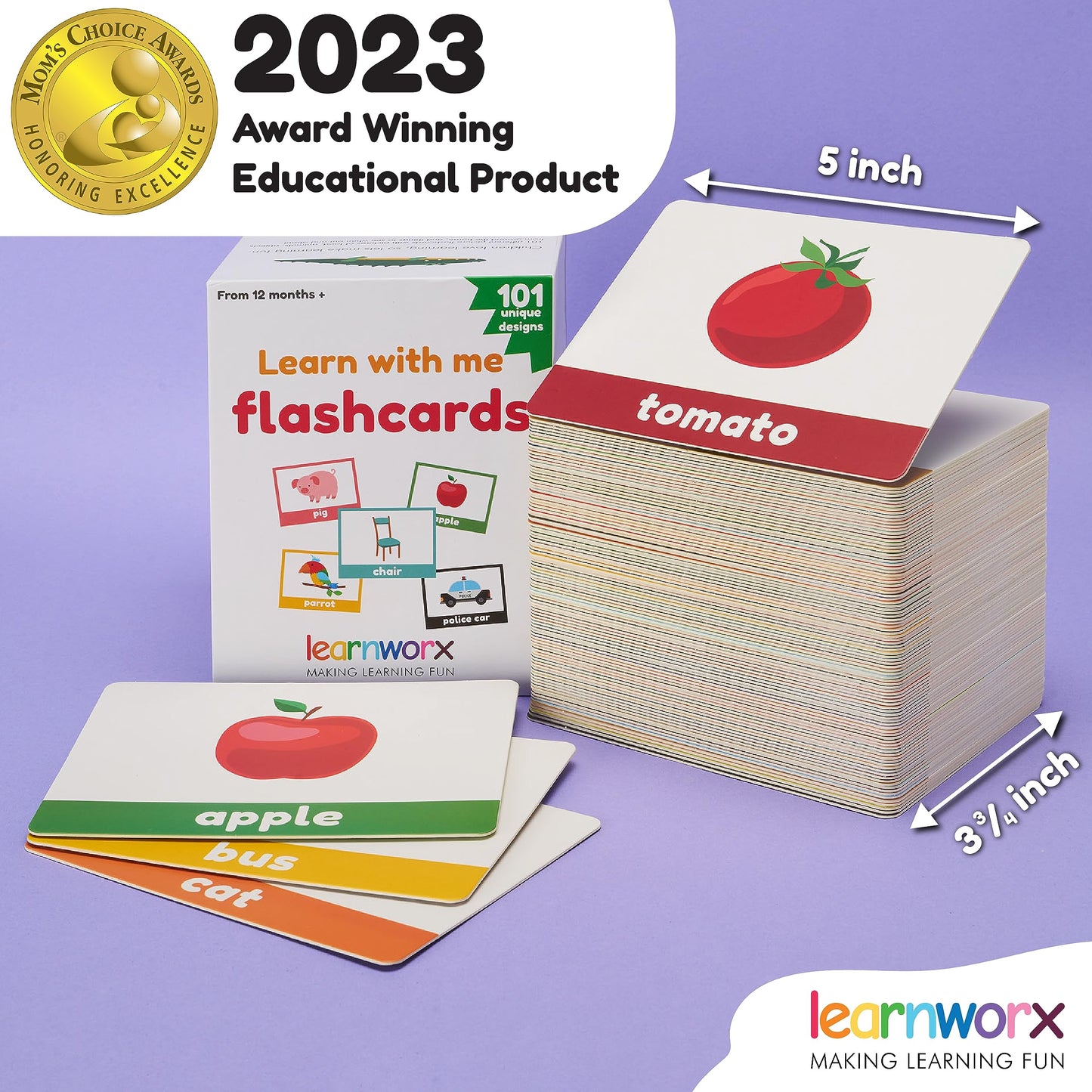 LearnWorx 101 Baby Flash Cards for Toddlers Ages 1–3 – Award-Winning First Words & Numbers Learning Cards, Speech & Play Toy for Preschool Kids