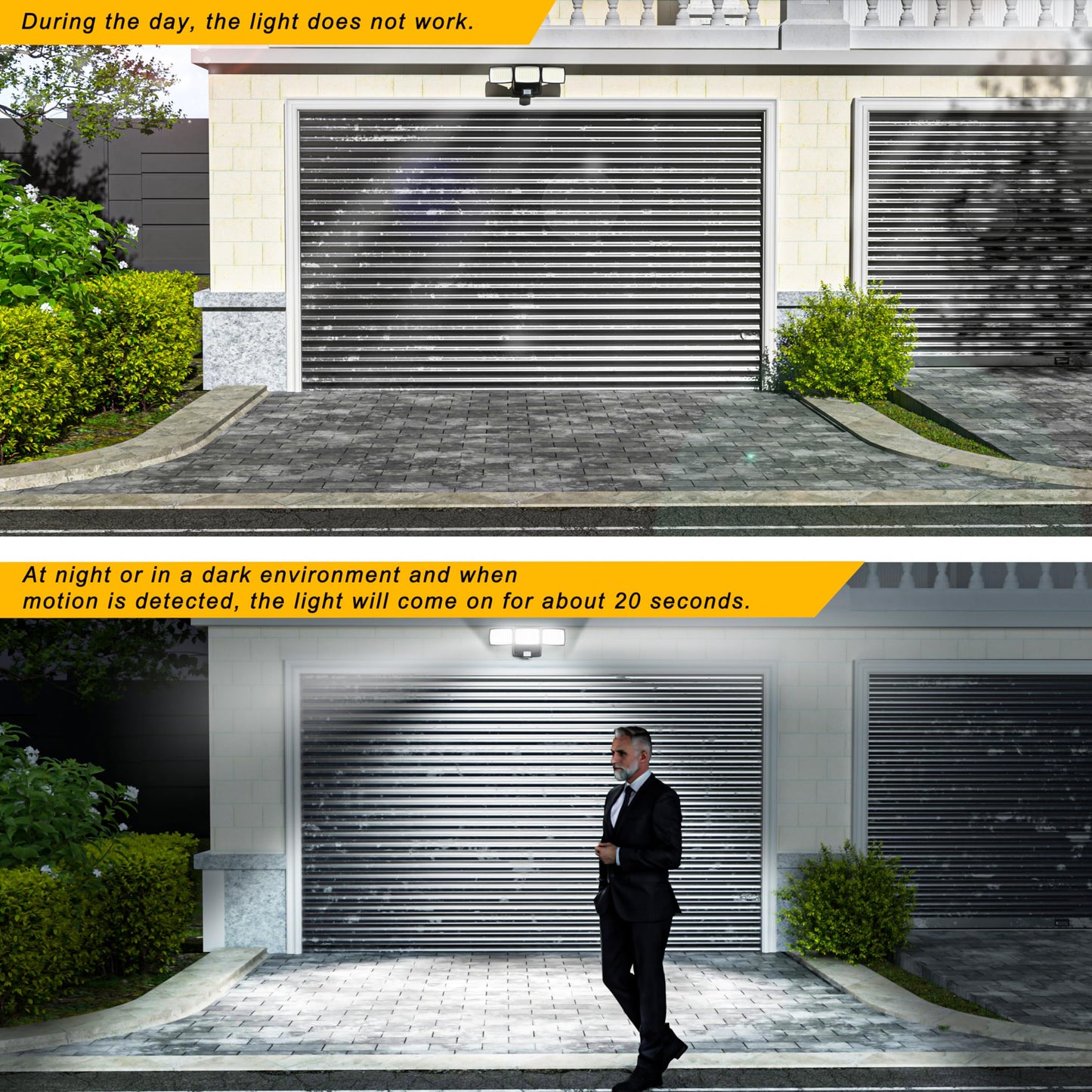 Battery Powered Motion Sensor Outdoor Lights, 1500LM Flood Lights IP65 Waterproof Security Light Motion Detector Lights Wireless for Outside Yard