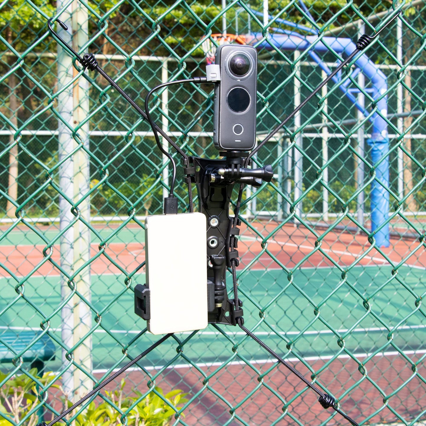 Baseball Cell Phone Fence Mount, iPhone Fence Mount with Battery Holder for iPhone & Android, Gopro, Mevo Start, Support Recording While Charging