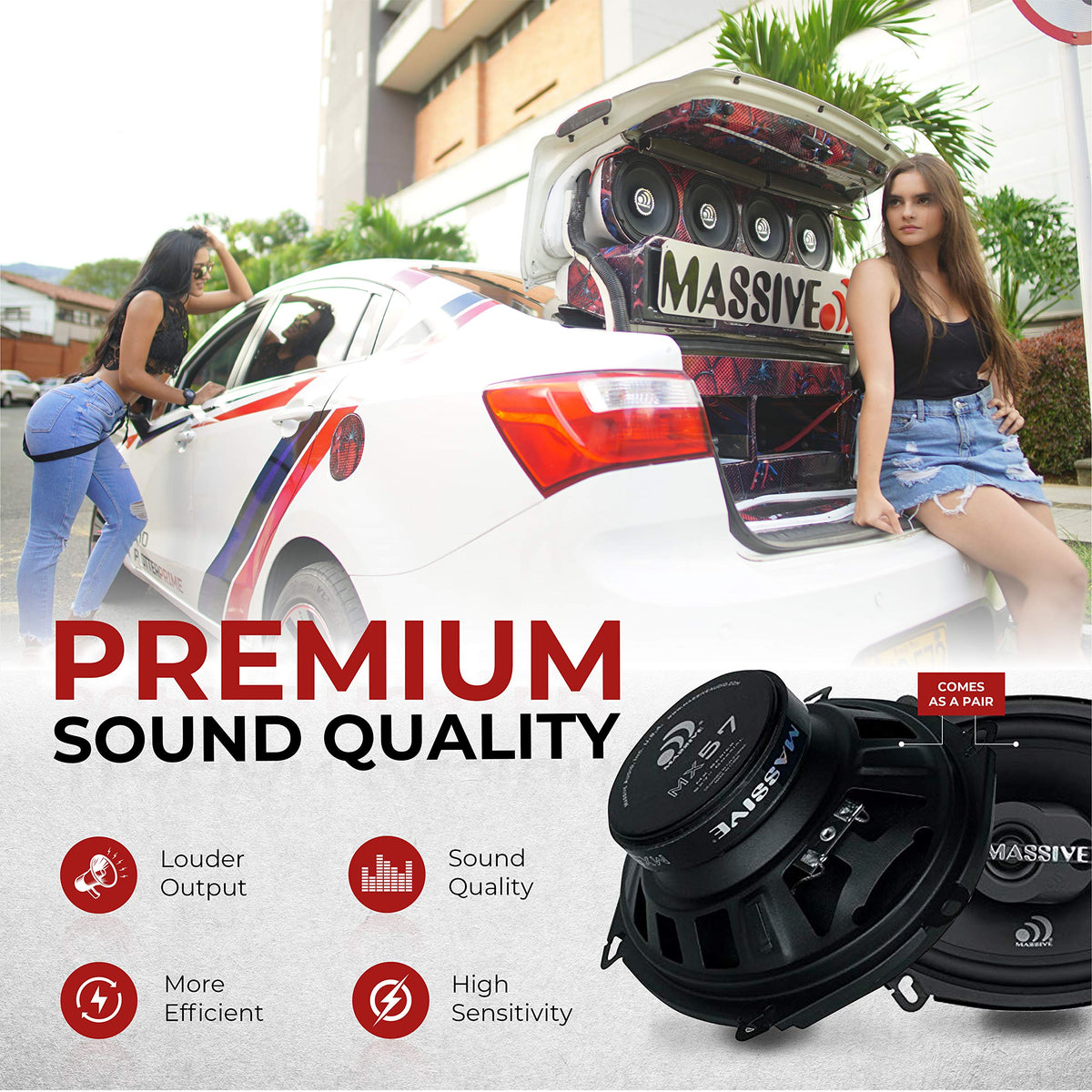 Massive Audio MX57V2 | 5x7/6x8 2-Way Coaxial Car Speakers