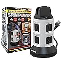 Bell+Howell Spin Power Strip Tower Surge Protector - 4 Outlets, 6 USB Ports, 40" Retractable Cord, 360° Rotation | Electric Charging Station
