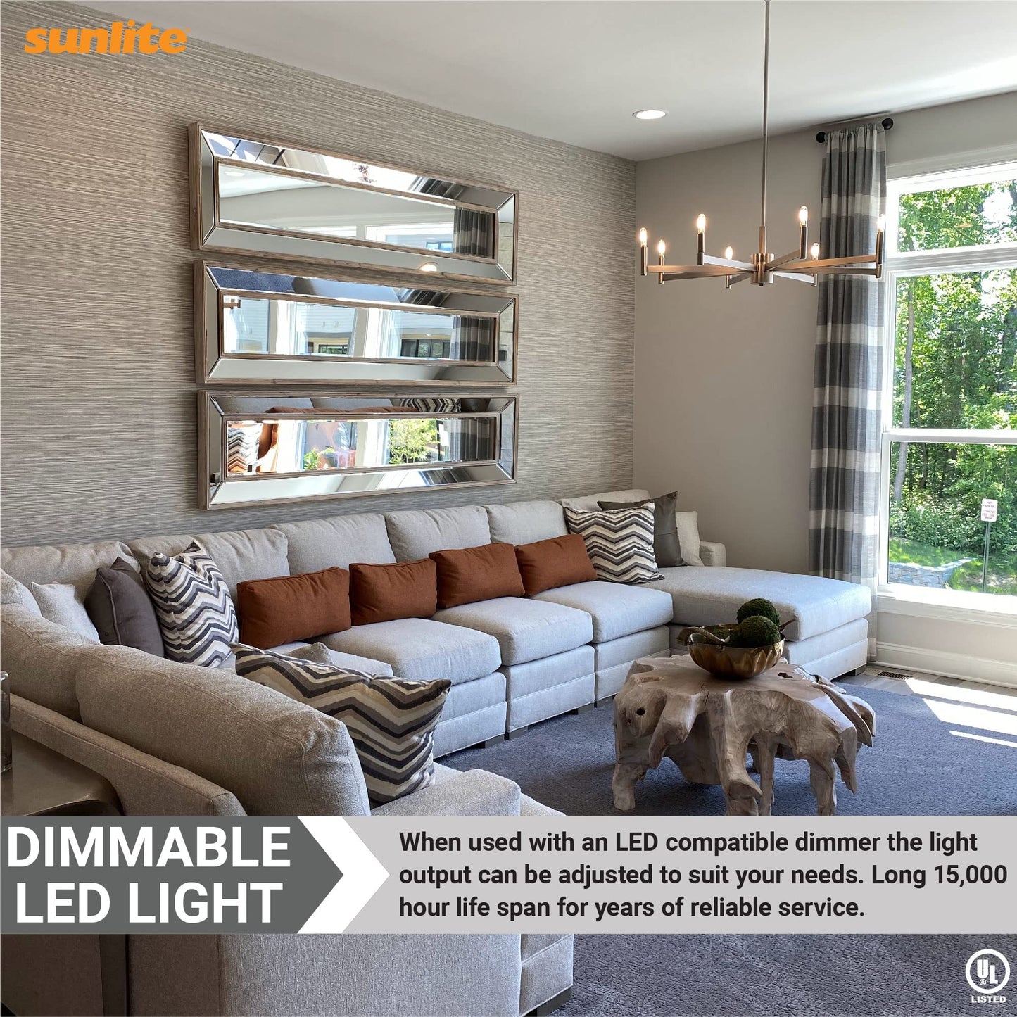 Sunlite 41651 LED Filament Flame Tip Chandelier Light Bulb, 4 Watts (40W Equivalent) 400 Lumens, Candelabra (E12) Base, Dimmable, Clear Glass Edison