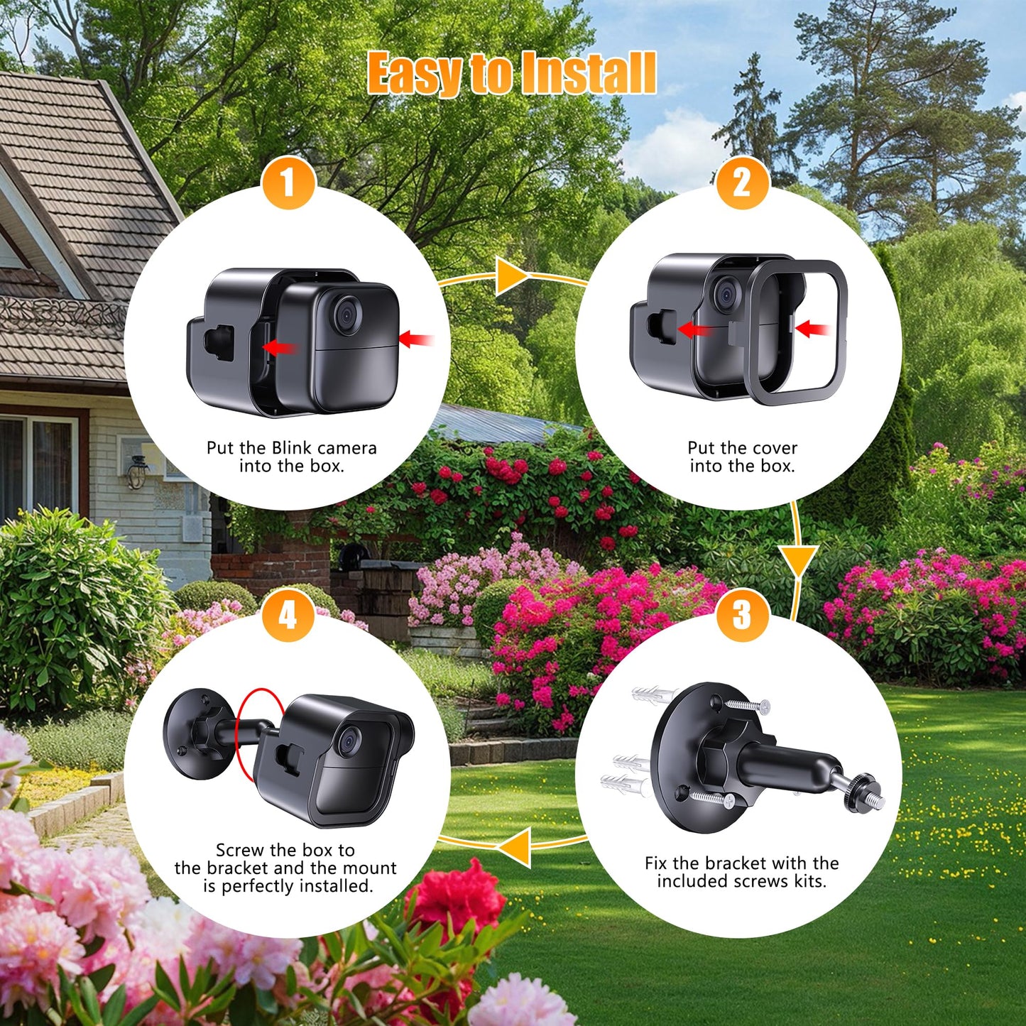 Rhorawill Wall Mount for All - New Blink Outdoor Camera, 2 Pack Weatherproof Protective Housing with Charging Port, 360° Adjustable Bracket for Blink