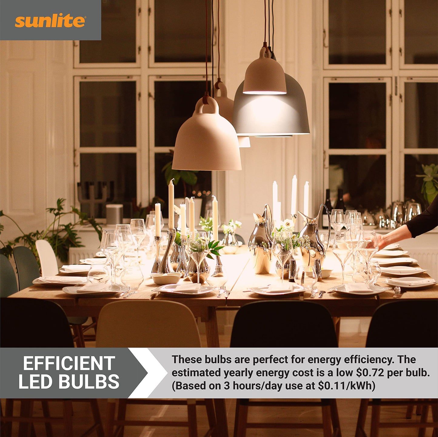 Sunlite 41613 LED Edison A19 Light Bulb, 6 Watts (40W Equivalent), 600 Lumens, Medium E26 Base, Dimmable, Clear Glass Filament, UL Listed, 2200K