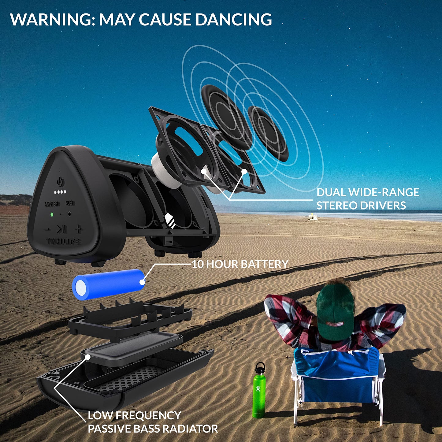 Tech-Life Mini - Portable Wireless Small Bluetooth Speaker with High Volume for Outdoor Activities - Waterproof Bluetooth Speaker with Crystal Clear