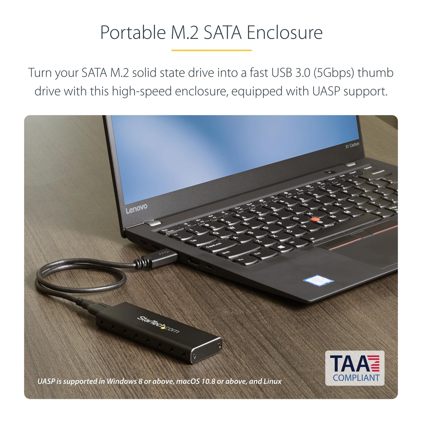 StarTech.com M.2 SATA External SSD Enclosure - USB 3.0 with UASP