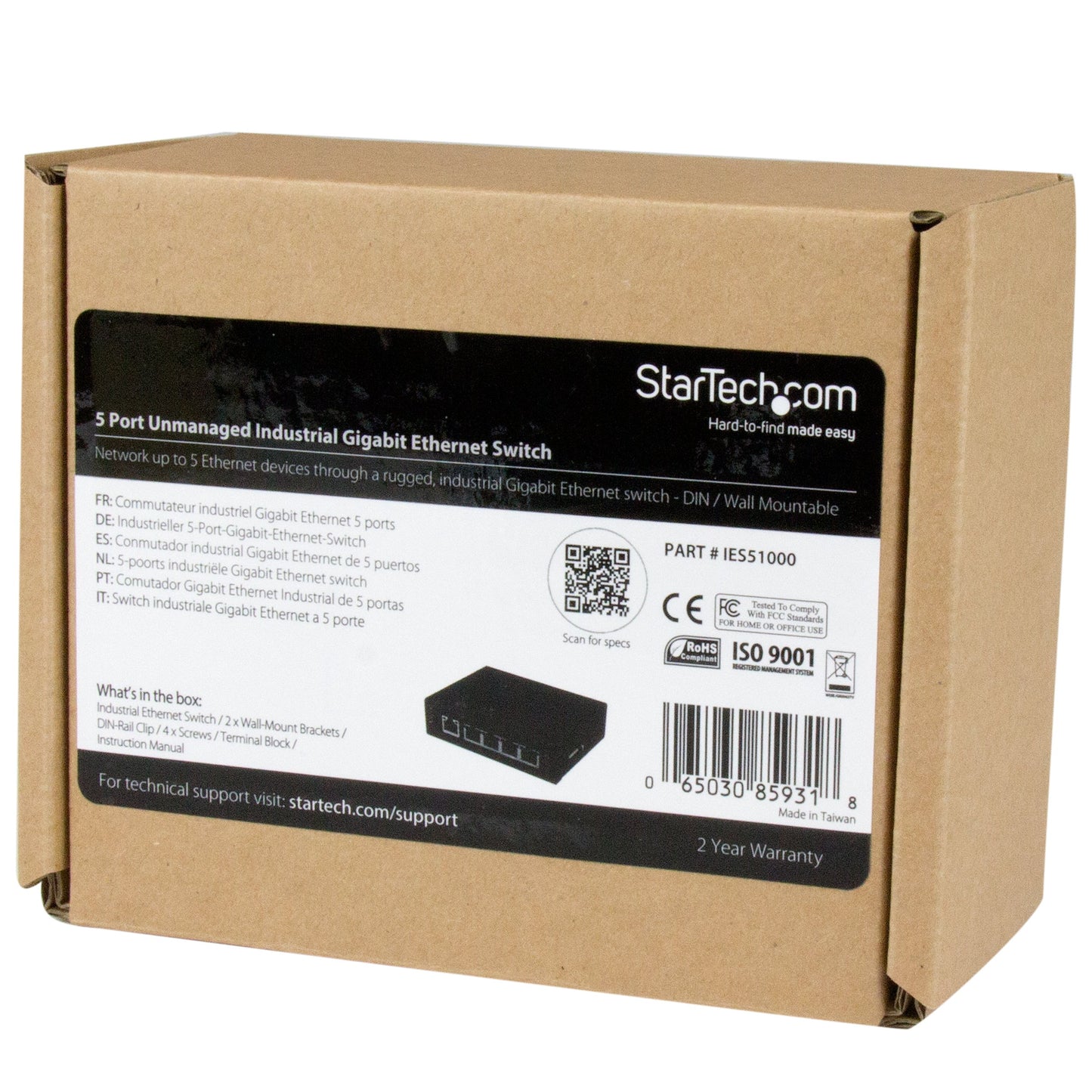 StarTech.com 5 Port Unmanaged Industrial Gigabit Ethernet Switch - DIN Rail / Wall-Mountable Network Switch - Rugged IP30 Gigabit Switch , TAA