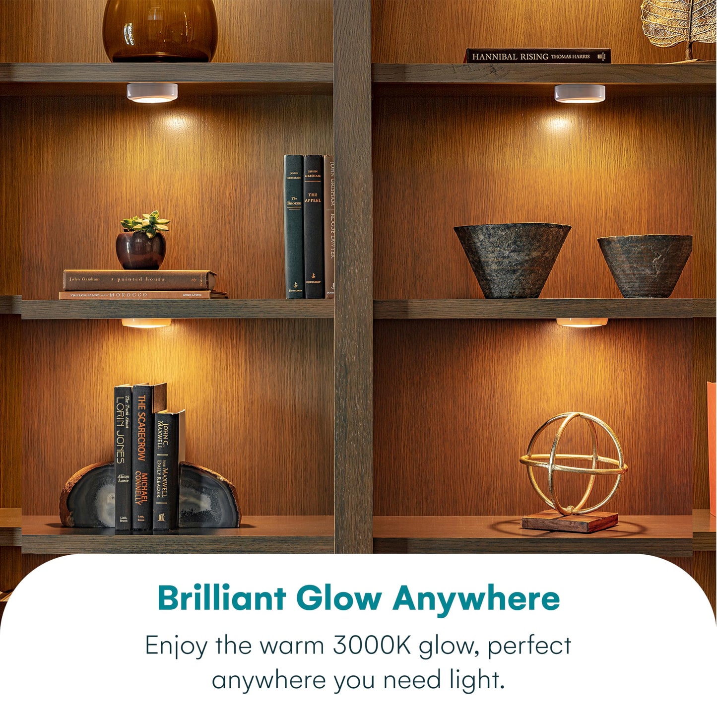 Bright Evolution Under Cabinet Lights - Battery Operated Cabinet Lighting with Tap Technology - LED Puck Lights for Kitchen - Stick On Illumination