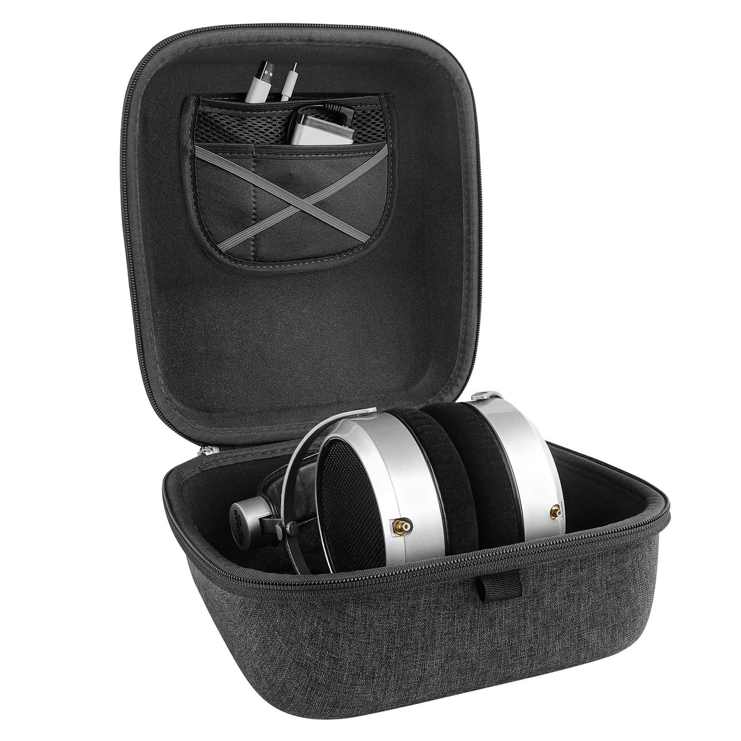 Geekria Shield Case for Large-Sized Over-Ear Headphones, Replacement Hard Shell Travel Carrying Bag with Cable Storage, Compatible with HiFiMAN HE