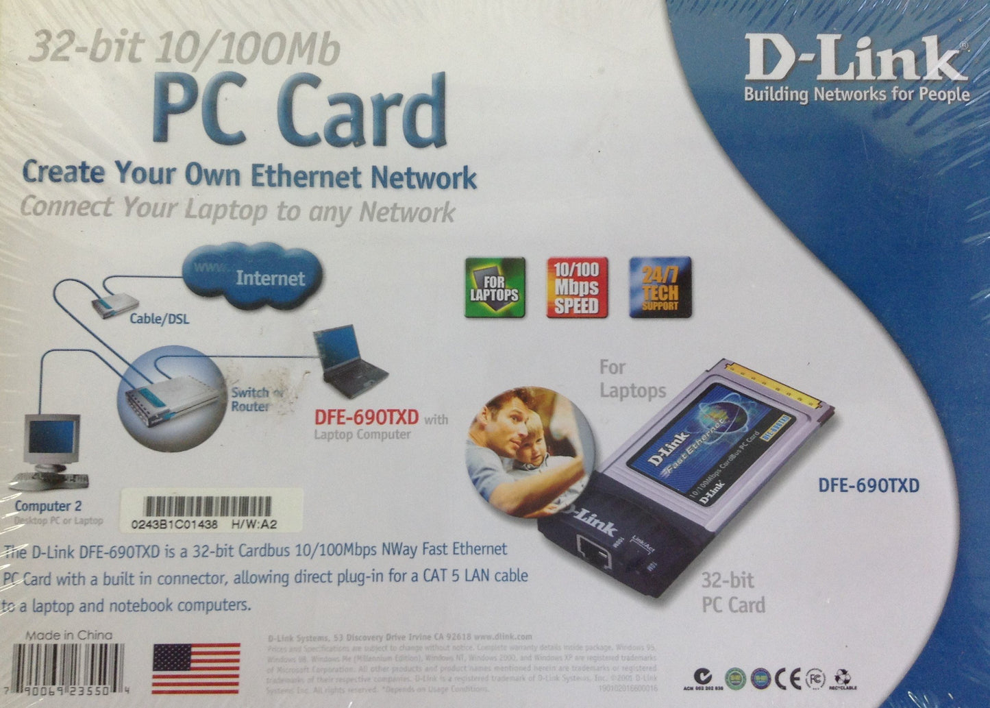 D-Link DFE-690TXD 10/100TX CardBus Adapter, 32-bit