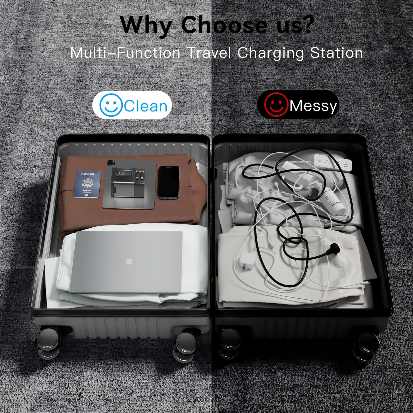 Electmagic 105W Charging Station-MagSafe Compatible,6-in-1 Charging Dock,Gan Retractable Charger with Dual 65W Cables,USB-C Fast Charging for iPhone