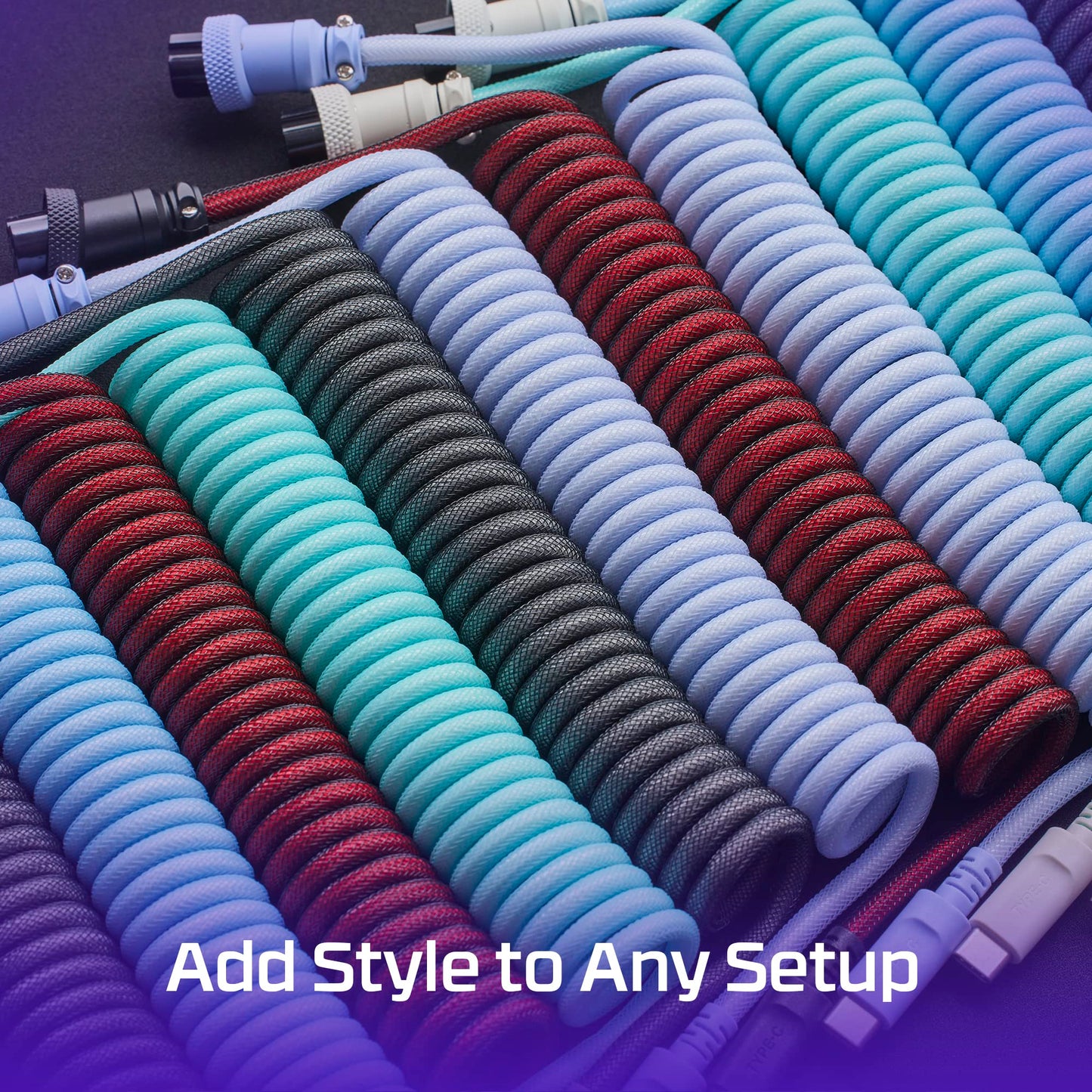 HyperX Coiled Cable - Durable Coiled Cable, Stylish Design, 5-Pin Aviator Connector, USB-C to USB-A - Grey