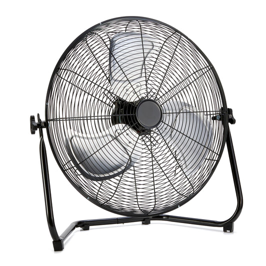 Amazon Basics 20" High Velocity Industrial Cooling Floor Fan with 3 Speeds, Tilt Head, ETL-Listed Safety Compliance, Metal Housing and Blades,