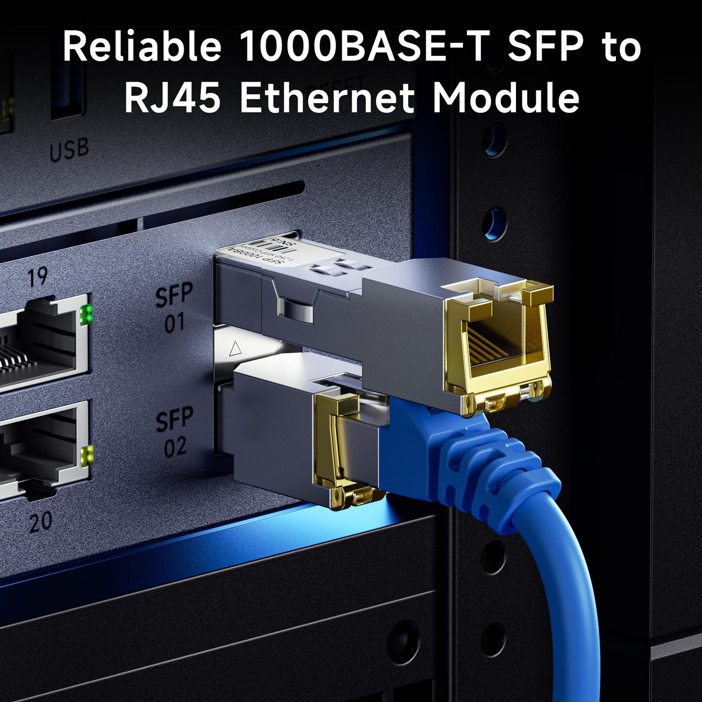 Cable Matters 1000BASE-T Gigabit SFP to RJ45 Copper Transceiver, up to 100m